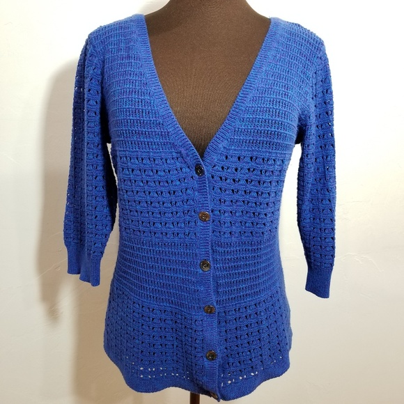 DKNY Knit Cardigan w/ Blue and Purple - Picture 3 of 8